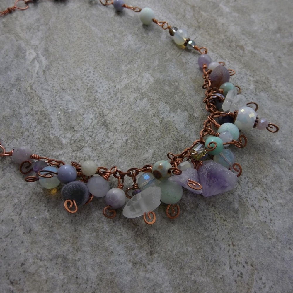 Copper and gemstone necklace